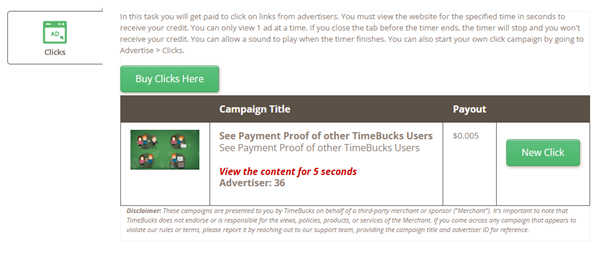 Get paid to click on TimeBucks