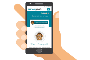 The Surveyeah website on a phone
