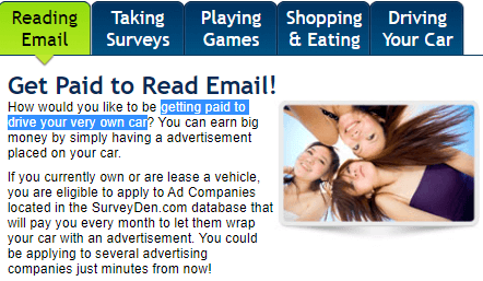 SurveyDen description of the paid email option