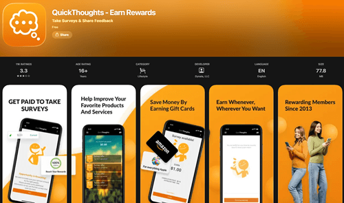 QuickThoughts app for Android and iOS