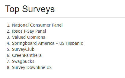 iSurveyWorld list of top survey sites