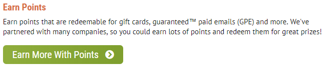 The earn points section on Quick Pay Survey