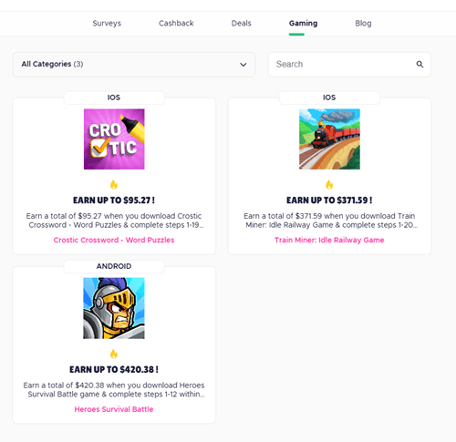 Mobile games on Qmee