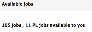 The jobs overview with PL jobs