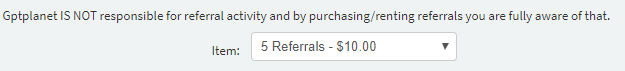 Terms for renting referrals at GPTPlanet