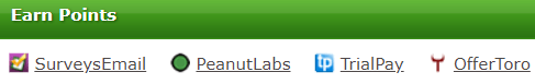 The few offerwalls under the Points tab