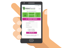 The InboxPounds website on a phone