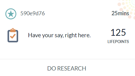 Available LifePoints surveys on the dashboard
