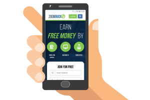 ZoomBucks website on a phone