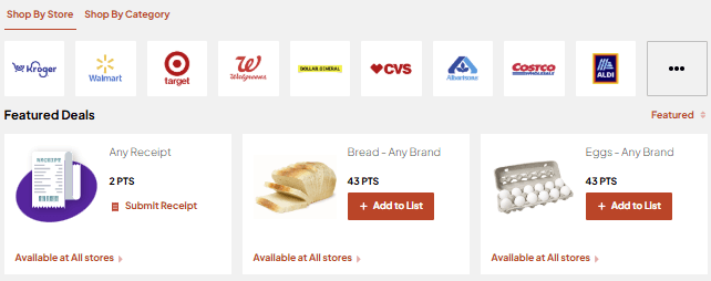 Examples of MyPoints Magic Receipts offers