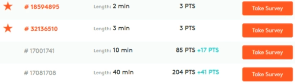 Examples of MyPoints surveys