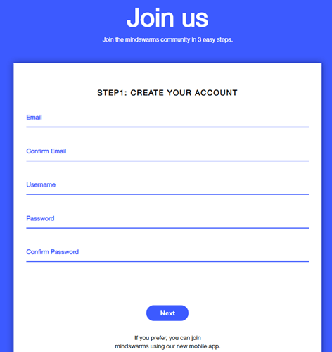 Mindswarms registration form