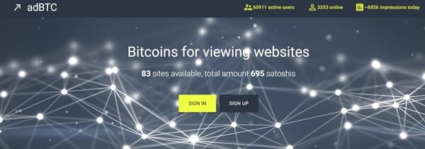 Earn Bitcoins tab on GAB