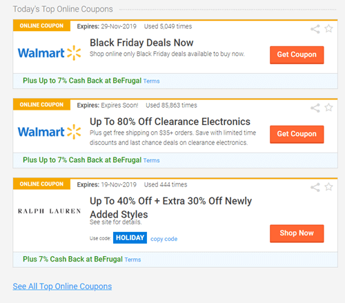 BeFrugal coupons