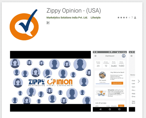 Zippy Opinion app on iOS and Android