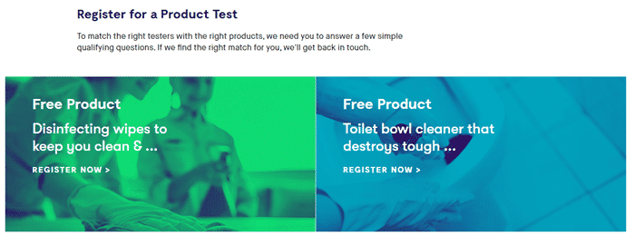 Test registration on Home Tester Club