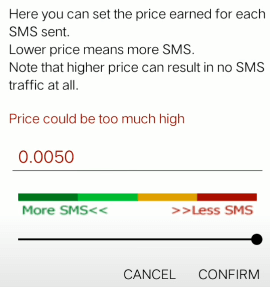 Setting the price per SMS on SimCash