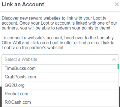 Loot.tv partner sites for withdrawing