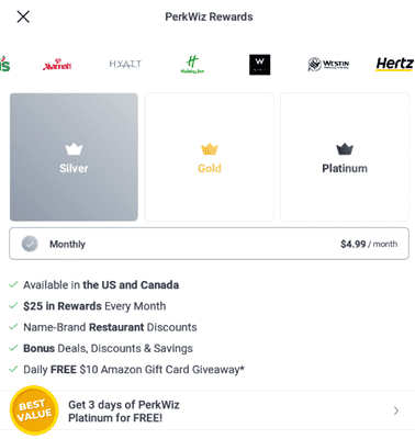 PerkWiz Rewards plans