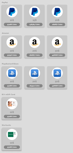 Reward options on AppStation