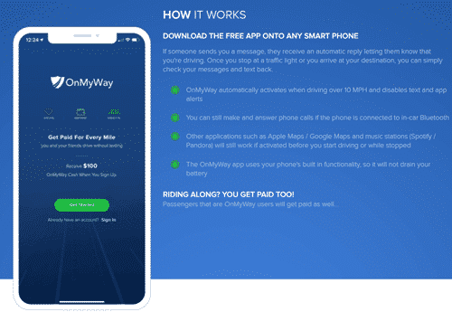 How the OnMyWay app tracks the distance you drive