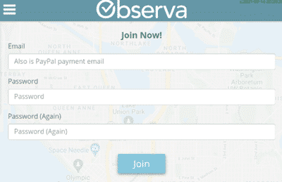 Observa sign-up form