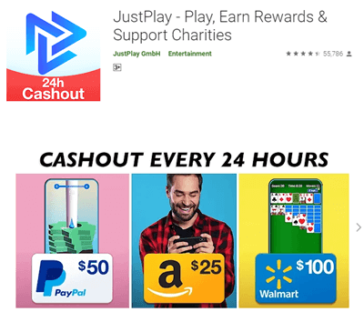JustPlay app for Android and iOS