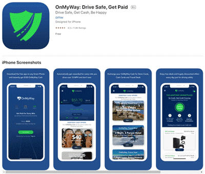 The OnMyWay app for Android and iOS