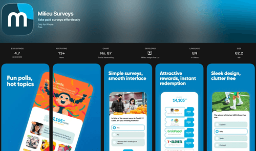 Milieu app for Android and iOS