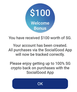 SocialGood welcome bonus