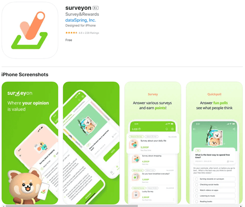 The Surveyon app for Android and iOS