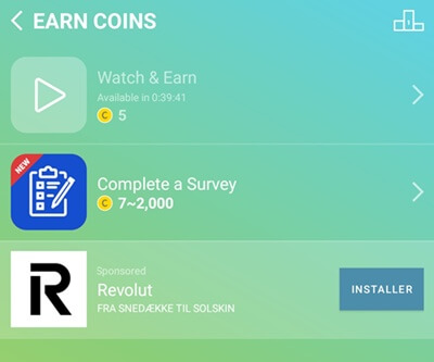 Small tasks to earn coins on WinWalk