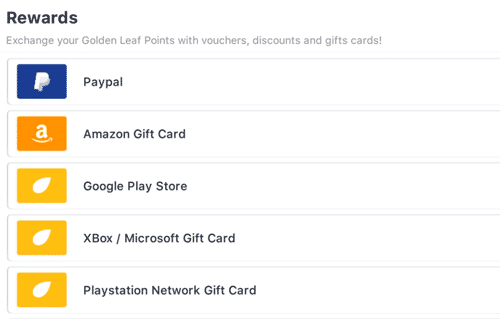 Reward options in MoneyTree Rewards