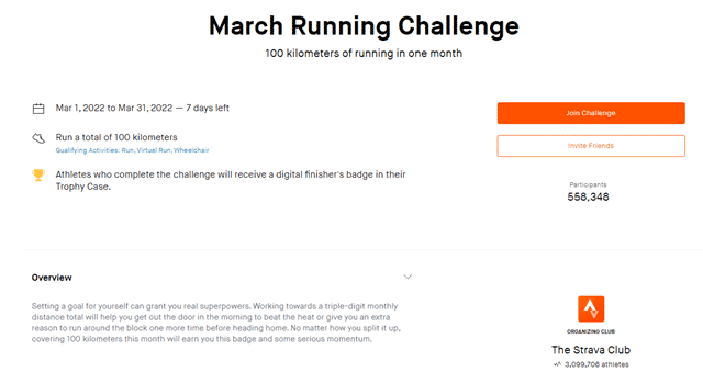 Strava challenge details