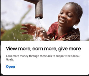 Watching ads in the Samsung Global Goals app