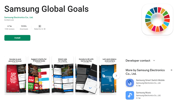 Samsung Global Goals app on Google Play