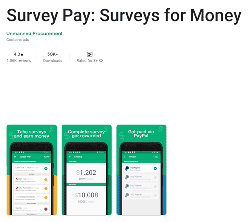 Survey Pay app for Android