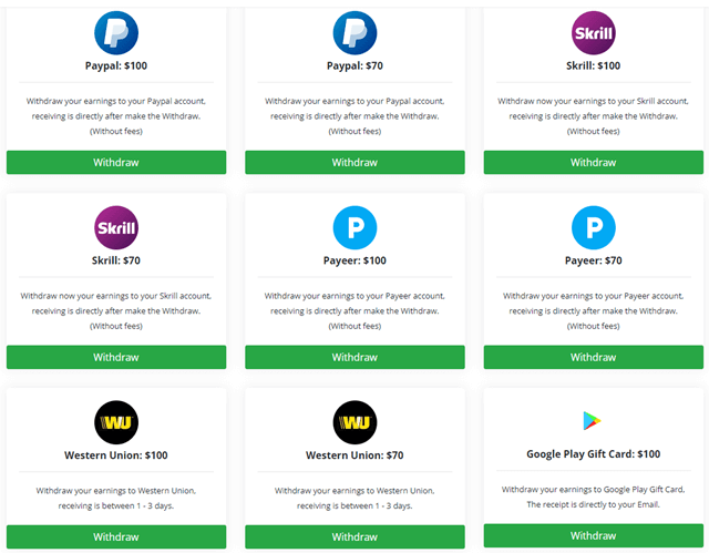 Cashvib payment methods and threshold