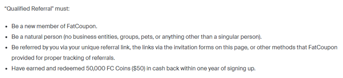 FatCoupon referral program conditions