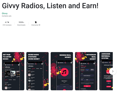 Givvy Radios app
