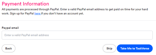 TaskVerse payment method