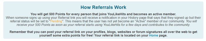 YouLikeHits referral program