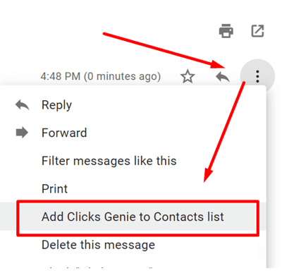 How to add Clicks Genie to your contacts and read its emails