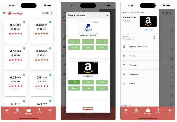 HeyPiggy app for iOS and Android