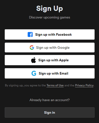 G.Round sign-up options