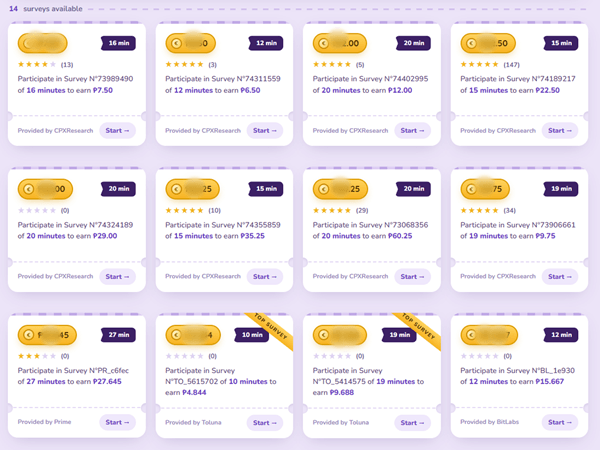 Paid surveys on Surveoo
