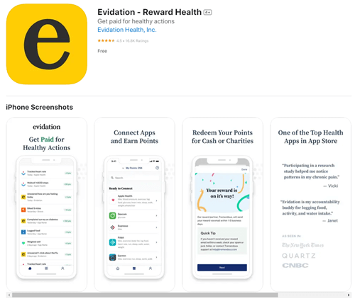 Evidation app for iOS and Android
