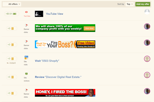 Offers on EasyHits4U