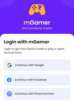mGamer sign-in options