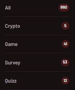 RedMonkey paid offers sorted by type